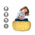 thumbnail image 2 of Yellow Storage Toy Bag Chair, Full and Empty Heart Shapes with Little Dots and Tiny Hearts Pattern, Stuffed Animal Organizer Washable Bag, Large Size, Yellow White, by Ambesonne, 2 of 3
