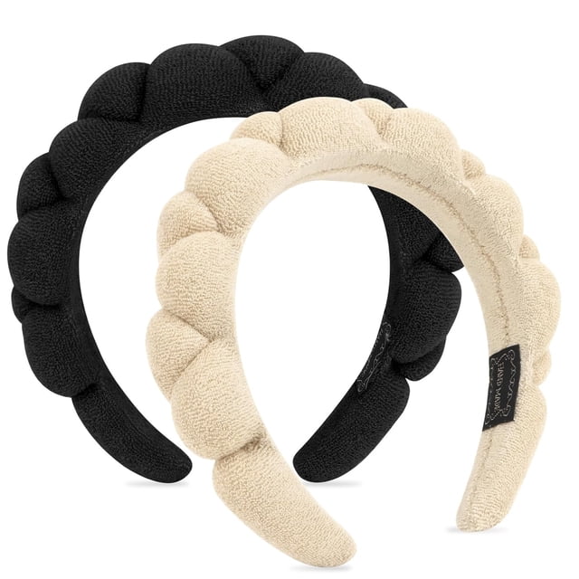 MIXXI Set de 2 Diademas de Spa para Lavado Facial, Bandas Suaves de Felpa y Esponjosas para Cuidado de la Piel y Maquillaje