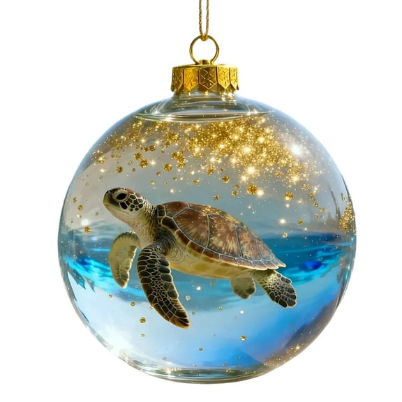 2026 Christmas Decorations Marine Forest Life Acrylic Ball Ornaments, Handcrafted 2D Animal Christmas Tree Ornaments Nature Inspired Holiday Decor Seasonal Gifts, 2.76 Inch
