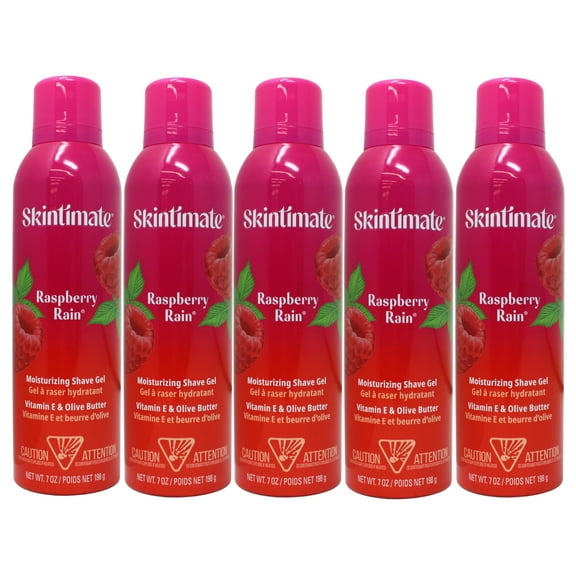 Skintimate Raspberry Rain Moisturizing Shave Gel with Vitamin E, 7 OZ - 5 Pack