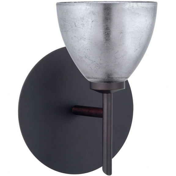 1SW-1758SF-LED-BR Besa Lighting Divi-One Light Mini Wall Sconce-5 Inches Wide by 5.88 Inches High-Bronze Finish-Silver Foil Glass Color-LED Lamping