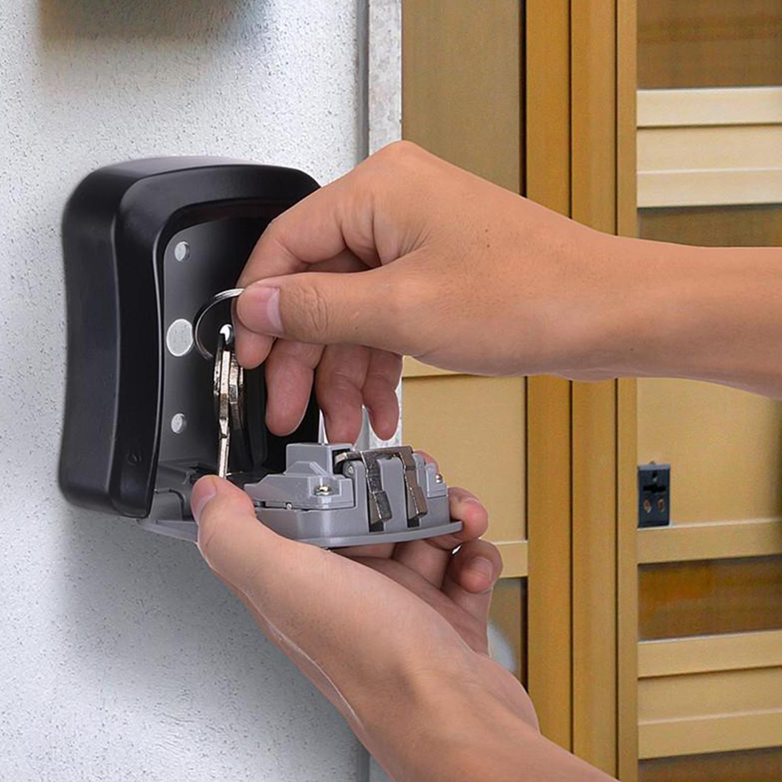 Key Safe Box,Wall Mounted Outdoor Key Lock Box 4 Digit Combination Key