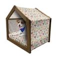 thumbnail image 1 of Turtle Pet House, Pre- Themed Cartoon Design Happy Turtle in Random Alignment, Outdoor & Indoor Portable Dog Kennel with Pillow and Cover, 5 Sizes, Multicolor, by Ambesonne, 1 of 5
