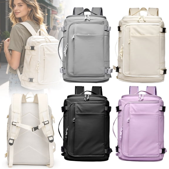 Dailihome Large Capacity Travel Backpack, Black Carry On Backpack with Shoe Compartment, Waterproof Laptop Backpack for Men and Women, 20L to 35L, 1pc