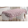 thumbnail image 1 of Floral Tablecloth, Romantic Nature Scroll Style Pattern with Hand Drawn Leaves and Petals, Rectangle Satin Table Cover for Dining Room and Kitchen, 60" X 84", Maroon Coral and White, by Ambesonne, 1 of 2