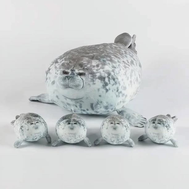 Juguete de peluche de cinco piezas con forma de foca, madre e hijo, de 40 cm, con cremallera, para niños y niñas, regalos de Navidad y Halloween