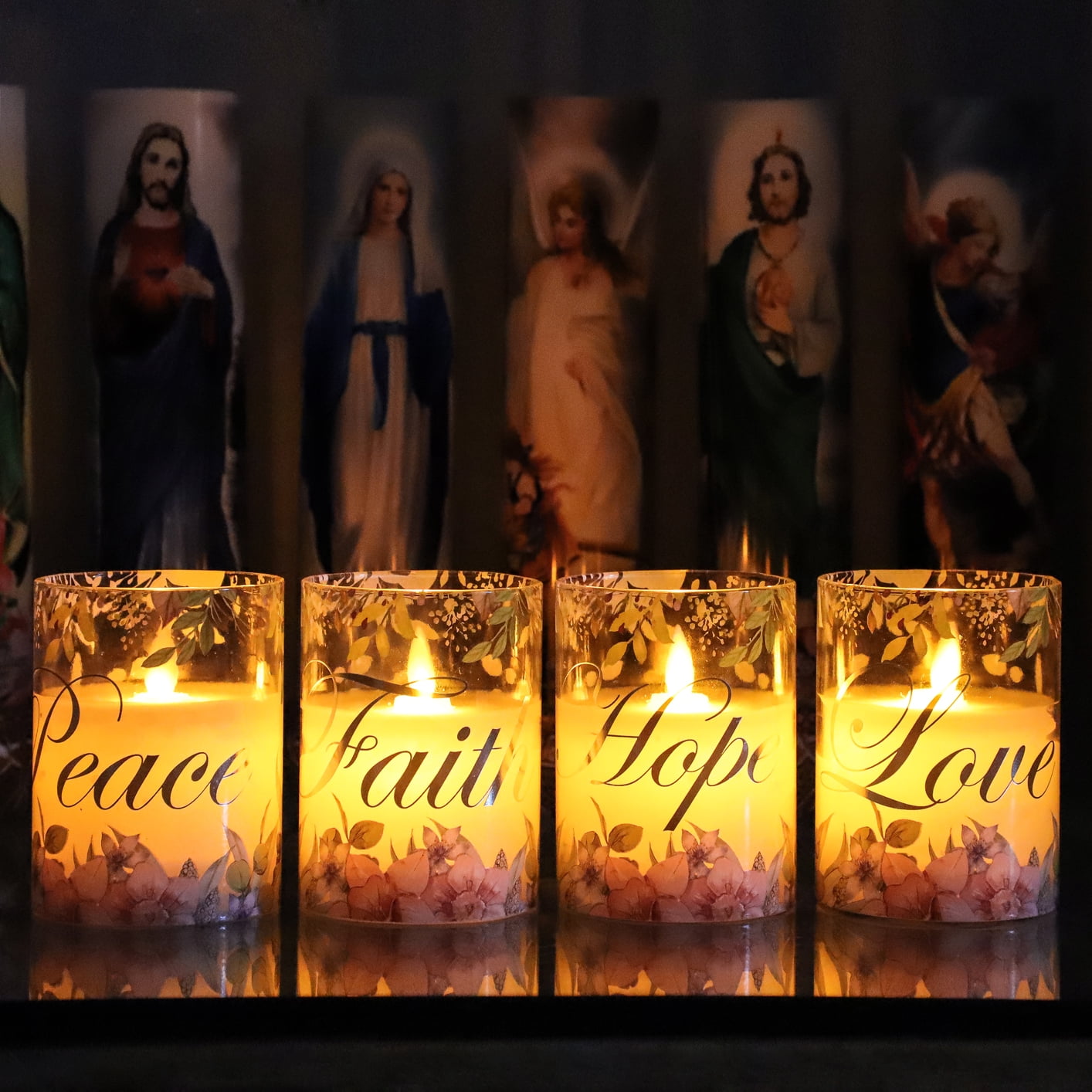 Meltone Pink Flameless Pillar Candles, Glass Led Candles Battery Operated with Remote / Timer, Set of 4 Candles Set for Woman Gifts, Mother's Day, Centerpiece Decor