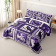 thumbnail image 3 of Feelyou Boho Ghost Raven Quilt Full, Spooky Pumpkin Black Cat Full Bedspread Sets, Purple White, 3 Pieces, 1 Comforter and 2 Pillowcases, 3 of 7