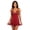03-Burgundy, variant on LWP Women's Lingerie Sexy Lace Babydoll V-Neck Ruffle Hem Chemise Nightgown