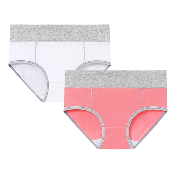 VISALY Women'S Cotton Underwear High Waist Briefs Soft Underpants Ladies Full Coverage 2 Pack, High Weist, Panties (Hot Pink, M)