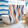 thumbnail image 6 of No Hook Shower Curtain, Orange Blue Striped Shower Curtains for Bathroom with See Through Top Window, Modern Abstract Vertical Waves Waterproof & Washable Bath Curtain Stall 48"x72", 6 of 9