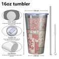 thumbnail image 4 of 16oz Tumblers Pioneer Flower Floral Print Pattern Stainless Steel Vacuum Insulated Double Wall Travel Tumbler Cups Mug with Lid and Straw,Cleaning Brush for Coffee,Tea, 4 of 4