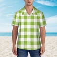 thumbnail image 4 of Daiia White Green Plaid Hawaiian Shirt for Men Gentle Cotton Regular Short Sleeve Casual-Medium, 4 of 9