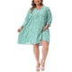 thumbnail image 2 of Vestido de verano de tallas grandes para mujeres, vestido midi fluido con escote en V y cordón, vestido babydoll 4X verde, 2 of 6