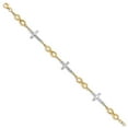 thumbnail image 2 of Real 14kt With Rhodium Polished Cross Infinity Symbol Link Chain Bracelet; 7.25 inch; for Adults and Teens; for Women and Men, 2 of 3