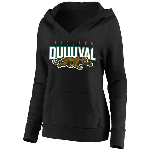 Women's Mitchell & Ness Black Jacksonville Jaguars Plus Size Retro Logo Pullover Hoodie
