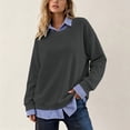 thumbnail image 4 of Mifsaly Womens Sweatshirt Fake Two Piece Layered Look Sweatshirts Striped Patchwork Work Office Pullover Tops Dark Gray,M, 4 of 9