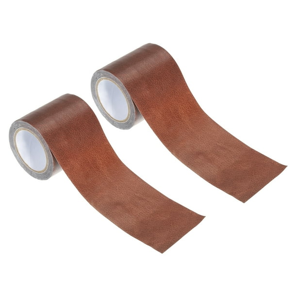 Uxcell 2Pcs Cinta de Reparación de Cuero 2.2"x15' Autoadhesiva Parche de Cuero Realista Rojo