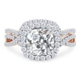 thumbnail image 2 of AFFY Moissanite Diamond Halo Ring Twist Split Shank Engagement Bridal Ring Set 14K Rose Gold Over Silver-7.5, 2 of 7