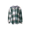 thumbnail image 6 of Women'S Casual Jacket Plaid Long Sleeve Shacket Fleece Lined Hooded Jackets Warm Coat Green 4XL, 6 of 9