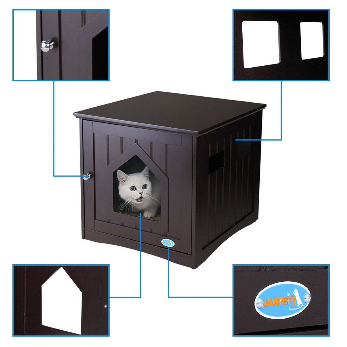 Veryke Cat Houses, Cat Shelter, Pet House Ottoman, Multipurpose Cat or Small Dog Bed Cube Cat Furniture, Brown Veryke Cat Houses, Cat Shelter, Pet House Ottoman, Multipurpose Cat or Small Dog Bed Cube Cat Furniture, Brown