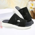 thumbnail image 6 of Xfvqtps Wedge Sandals for Women Slide Knit Mesh Hollow out Cutout Breathable Soft Sole Non Slip Comfortable Walking Beach Summer Slippers Black, 6 of 9