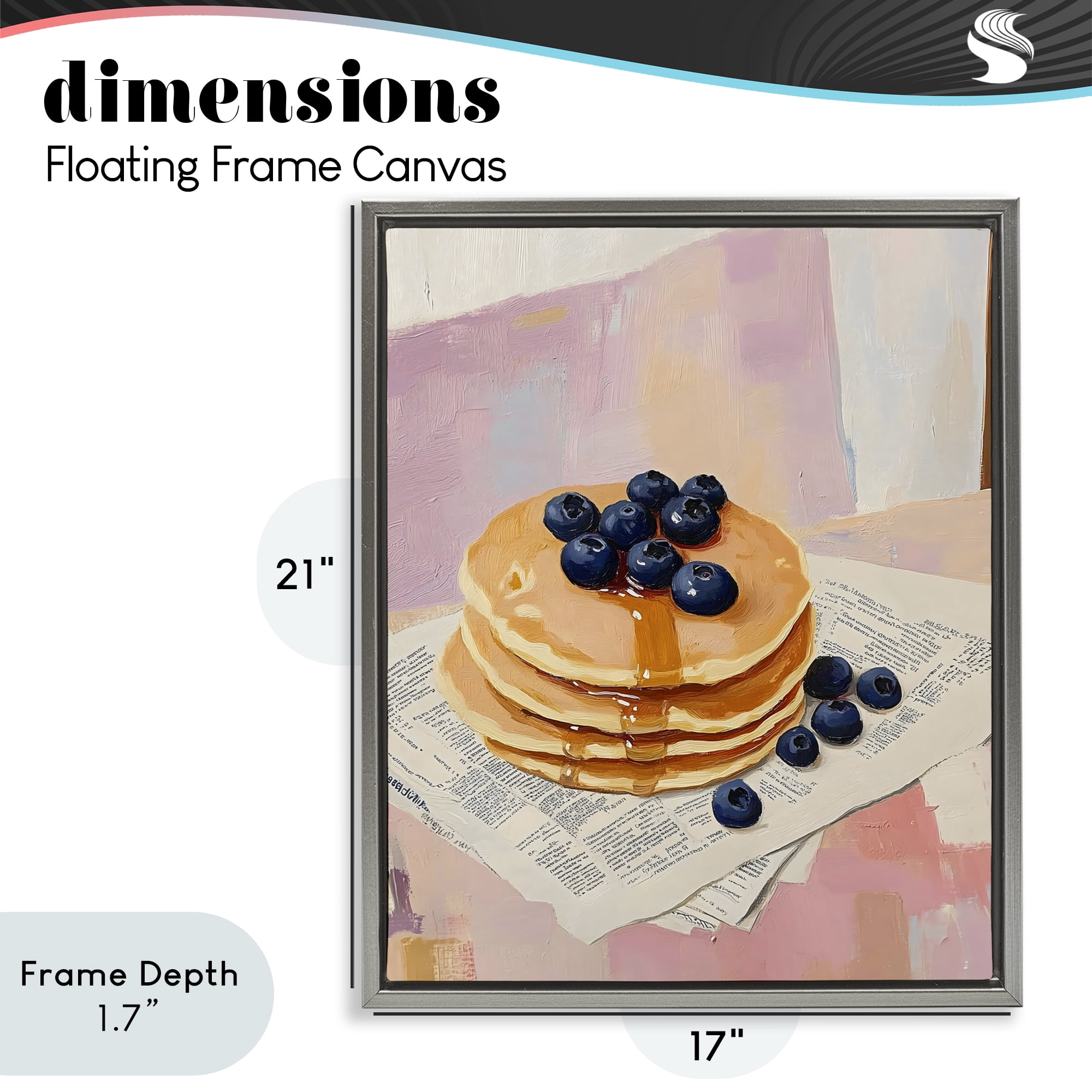 Stupell Industries Blueberry Pancakes with Syrup Gray Framed Floater Canvas Wall Art, design by The Prints Vibe
