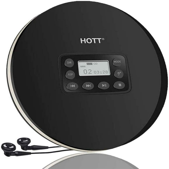 HONGYU Rechargeable Portable CD Player,Personal Disc Player with LCD Display, Compact Anti-Shock Anti-Scratch Skip Protection Memory Feature Small Music Walkman CD Player for Kids&Adults