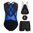 thumbnail image 4 of Sholeno Girls Gymnastics Dance Leotard Sets Tumbling Skating Workout Outfit with Shorts Hairband Storage Bag Blue 12, 4 of 7
