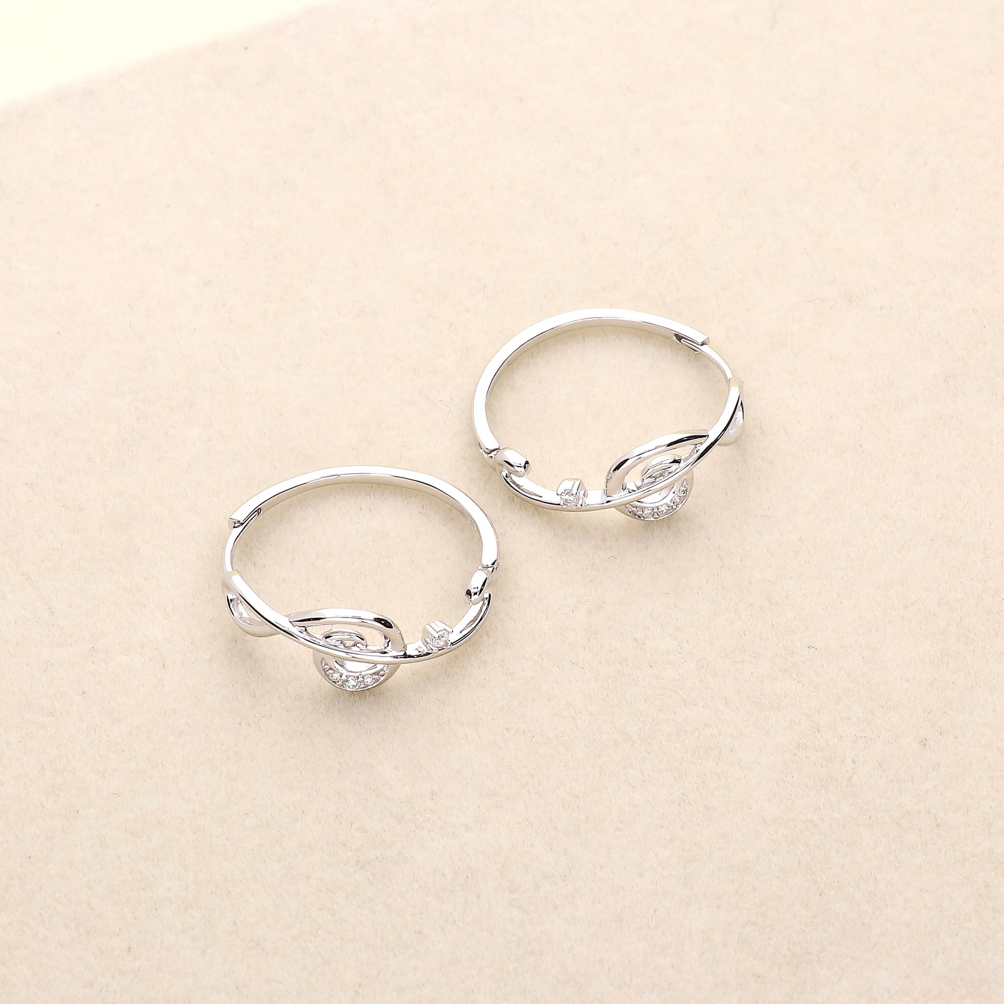 BERRICLE Sterling Silver Treble Clef Music Note Cubic Zirconia CZ Medium Fashion Hoop Earrings for Women, Rhodium Plated 0.9 inch