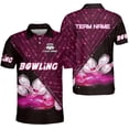 thumbnail image 5 of Custom 3D Bowling Polo Shirts for Men and Women Personalized Team Name Gift Unisex Customized Bowling Short Sleeve Polo Shirt (Purple, L), 5 of 9