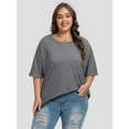 thumbnail image 5 of Oversized T Shirts for Women Short Sleeve Loose Fit Crewneck Summer Tops Casual Basic Rolled Sleeves Tee Shirt, 5 of 6