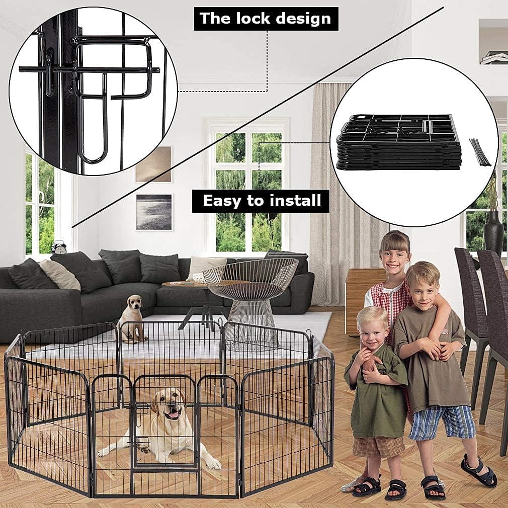 BestPet 32"H 8 Panel Folding Metal Dog Exercise Fence Heavy Duty Pet Playpen