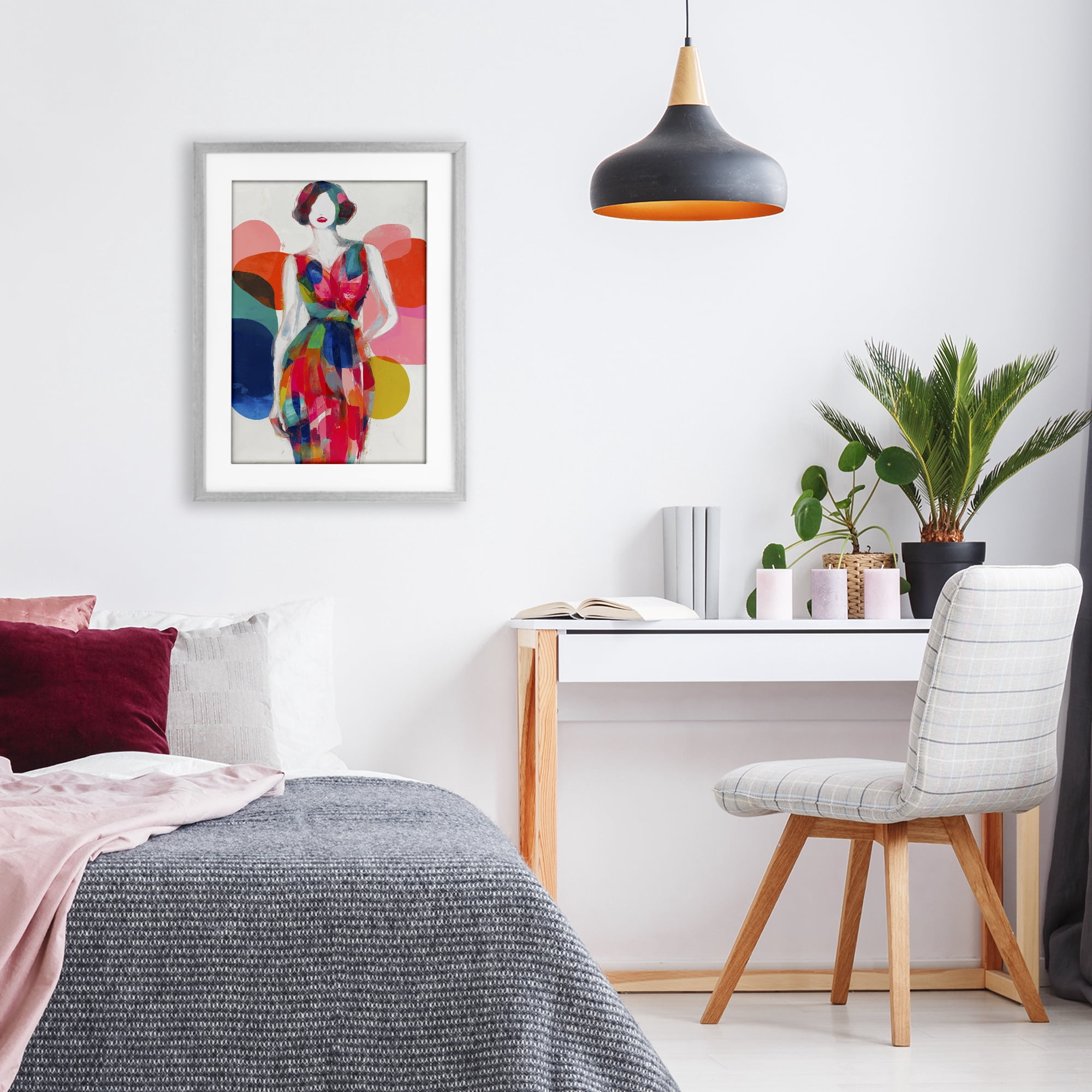 Stupell Industries Deco Fashion Woman Gray Framed Print Under Glass, design by Chromatic Storm Studio