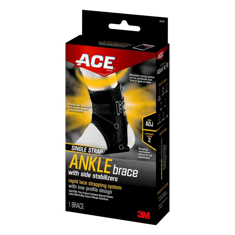 ACE Brand Ankle Brace With Side Stabilizers, Adjustable,