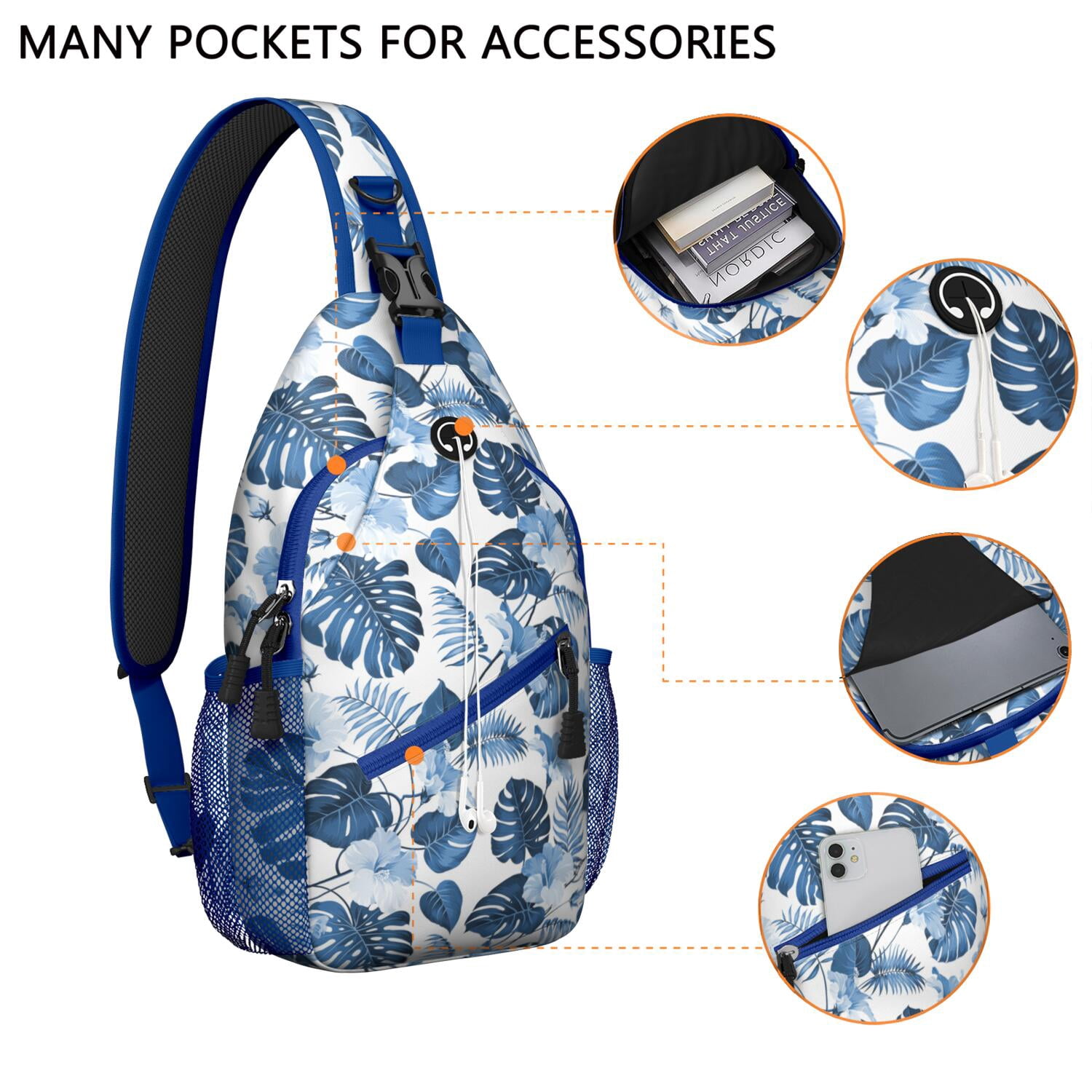 Tropical Flowers Shoulder Backpack - Vibrant Boho Daypack - Ideal for Travel, Festivals, Summer Activities