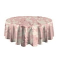 thumbnail image 5 of Round Tablecloths White Pink Flowers Table Cloth Water Resistant Fabric Spillproof Wrinkle Free Soft Table Covers for Dining Kitchen Parties Washable Tabletop Cover 60x60 Inch, 5 of 6