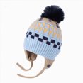 thumbnail image 5 of Beanie Knitted Hat Cute Diamond Pattern School Casual Daily Wear Kids Hat Boys Beanie for 3-8 Years Toddler Kids, 5 of 5