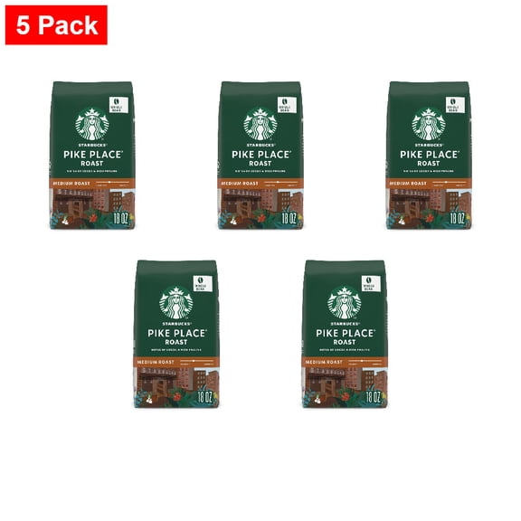 Starbucks Pike Place Medium Roast Whole Bean Coffee 18 oz - 5 Pack