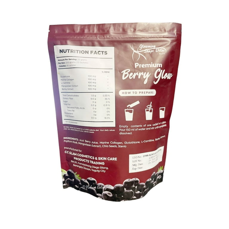 ダイエットサプリ Premium Acai Berry Glow (2pack) Premium Berry Glow Acai Berry Juice, 10 Sachets : Buy Online