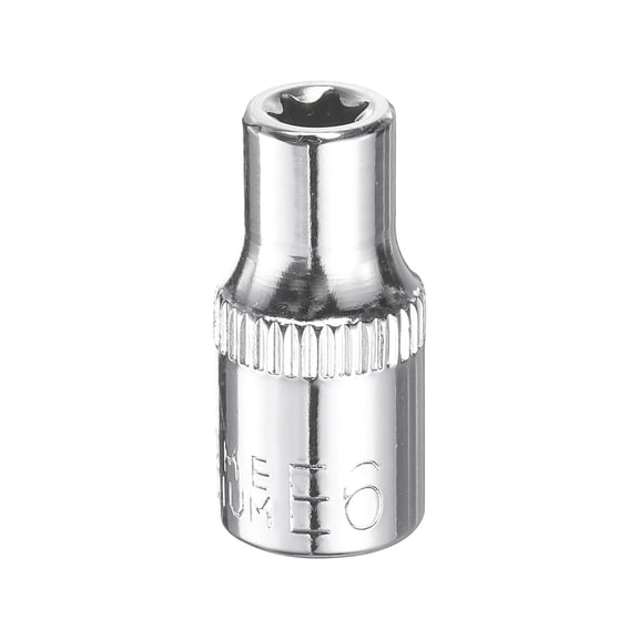 Uxcell E-Torx Socket 1/4" Drive E6 Star Socket 1" Length 6 Point Spline Sleeve