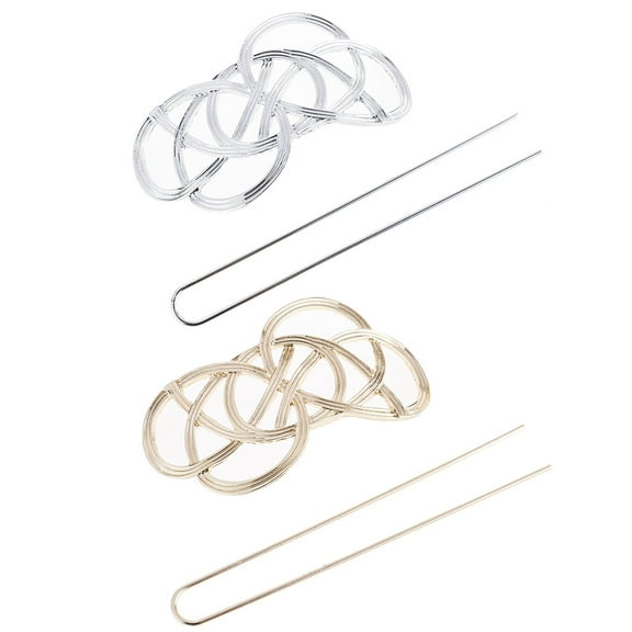 STRANDCHIC 2Pcs Metal Hair Bun Cage with Geometric Design, Assorted Colors Hair Accessories for Women and Girls