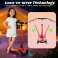 thumbnail image 6 of Light Up 3 Wheel Kick Scooter for Kids Toddlers Girls with LED Sync Lights Flashing Stem & Wide Polka Dot Deck Adjustable Height Music Function Safe Sturdy Folding (Red), 6 of 8