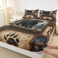 thumbnail image 4 of Castle Fairy Vintage Patchwork Black Bear Bed Sheets 4-Piece for Teens,Plaid Pine Lantern Cabin Paw Print Full Size Sheets,Brown Tan Black,1 Fitted Sheet, 1 Flat Sheet and 2 Pillowcases, 4 of 6