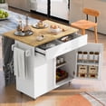 thumbnail image 3 of Harper & Bright Designs Rolling Kitchen Island with Storage, Kitchen Island on Wheels with Adjustable Shelf Tower Rack, Kitchen Cart with Wood Top and Internal Storage Rack, White, 3 of 20