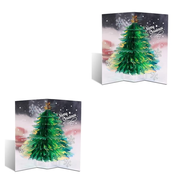 Yuarrent Navidad 3D Pop-up tarjeta de felicitación hecha a mano postal de cumpleaños con sobre boda vacaciones adultos Baby Shower DIY Verde 2Conjunto