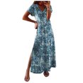 thumbnail image 1 of Vestido largo de playa para mujer con estampado de verano bohemio de manga corta con volantes Pompotops ghjkhdj10854, 1 of 8