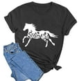 thumbnail image 4 of Summer Tops for Women Horse Print Loose T Shirt Crew Neck Fashion Beach Vacation Tees, 4 of 4