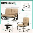 thumbnail image 3 of SOLAURA 4-Piece Outdoor Furniture Patio Conversation Sets, Metal Swing Glider Loveseat and Spring Lounge Chairs with Side Table-Brown, 3 of 8
