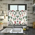 thumbnail image 4 of Yayeee Kitchen Curtains Tier Pair Light Filtering 27"x36" Rod Pocket Short Cafe Window Panel, White Christmas Holly, 4 of 7